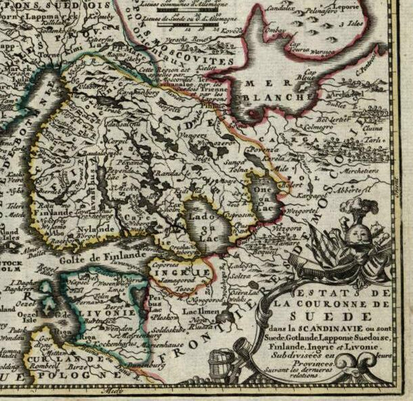 Sweden Swedish Empire Livonia Finland Moscovy Norway 1719 Chiquet miniature map