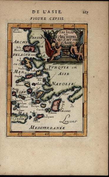 Turkey Archipelago Mediterranean Sea 1683 charming miniature antique map view