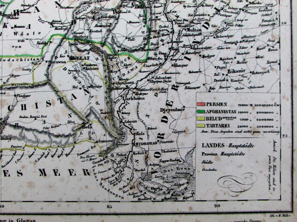 Persia Iran Turkey Afghanistan Beloochistan Tartary Asia 1844 Flemming old map