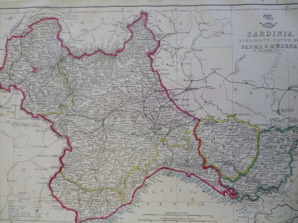 Kingdom of Sardinia Turin Genoa Piacenza Parma Modena c. 1856-72 Weller map