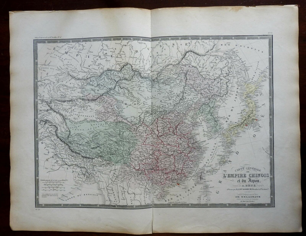 Qing Empire Mongolia Korea Tibet c. 1860's Brue large detailed map hand color