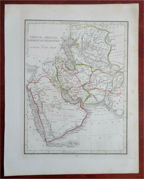 Middle East Persia Iran Arabia Afghanistan Caspian Sea 1830's Bradford map