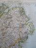 Ireland by itself 1883 Letts detailed large rare 4 sheet color map lifeboats