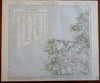 Ireland by itself 1883 Letts detailed large rare 4 sheet color map lifeboats