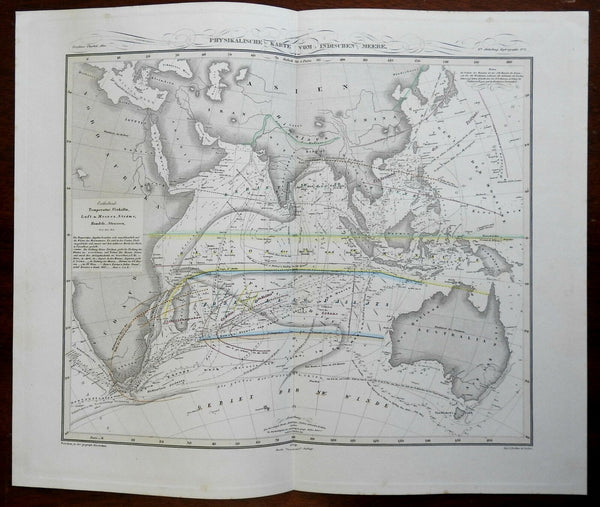 Indian Ocean Physical Map Madagascar Sri Lanka Australia 1849 Berghaus map