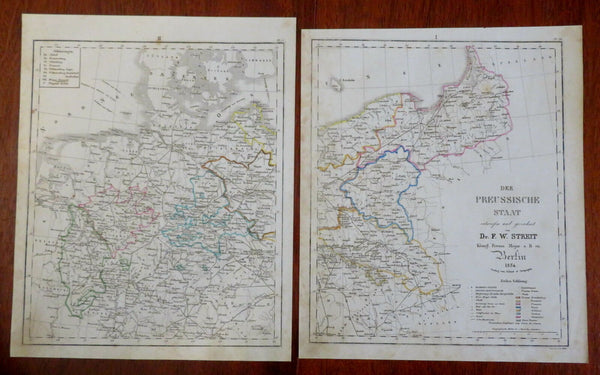 Kingdom of Prussia Germany Poland Silesia Berlin 1834 Streit two sheet map