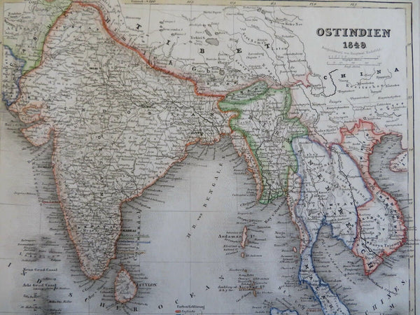 India & Southeast Asia Sri Lanka Thailand Malaysia Vietnam 1849 engraved map