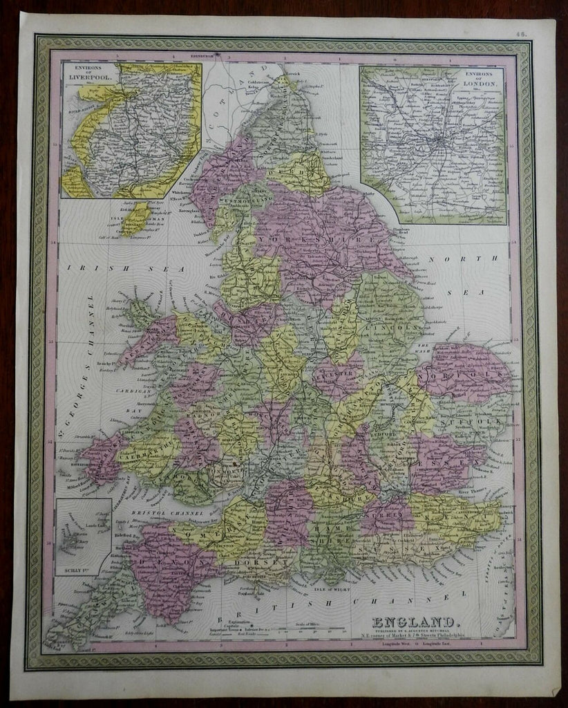 England Wales United Kingdom London Liverpool Cardiff c. 1845 Mitchell map