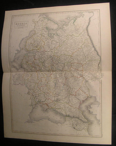 Russia in Europe Crimea Finland 1841 by Hall fine antique old hand color map