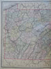 Pennsylvania State by itself 1889-93 Bradley folio detailed hand color fine map