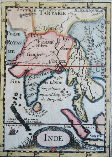 Mughal Empire India Southeast Asia Sri Lanka Thailand Cambodia 1683 Mallet map