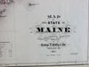 State of Maine large wall map size roads post offices 1884 Colby fine scarce map