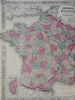 France & Low Countries 1863 Johnson & Ward large folio sheet scarce Map