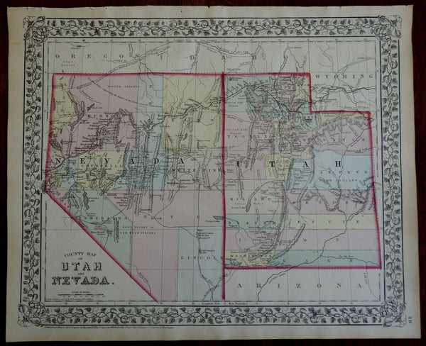 Utah & Nevada Great Salt Lake Salt Lake City 1872 Mitchell map