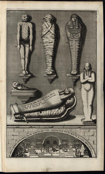 Mummification Process Sarcophagi Egyptian Pharaoh 1700 antique engraved print