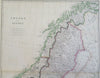 Sweden & Norway Scandinavia Oslo Stockholm Bergen 1860 Lowry engraved map