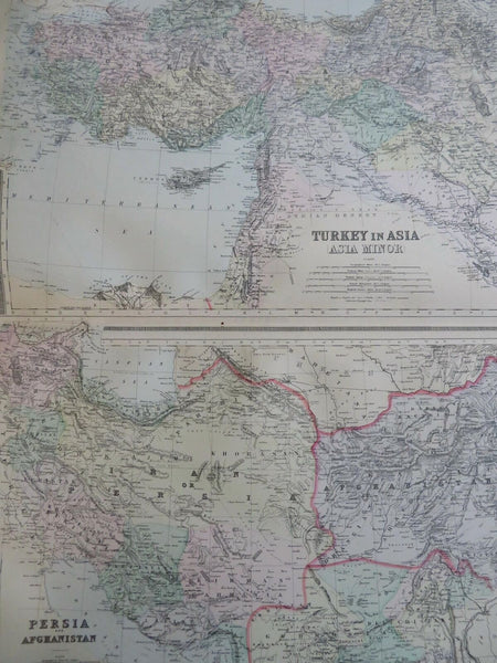 Ottoman Empire Armenia Syria Iran Persia Asia Minor 1889-93 Bradley large map