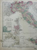 Italy Rome Palermo Naples San Marino Mt Etna 1878 O.W. Gray color fine map