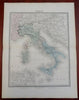 Italian States Piedmont Naples Lombardy Malta 1861 Tardieu large hand color map