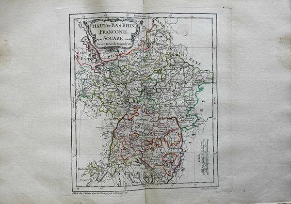 Upper & Lower Rhineland Holy Roman Empire Cologne Worms 1761 Vaugondy map