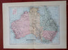 Australia continent by itself 1895 A.K. Johnston scarce color map