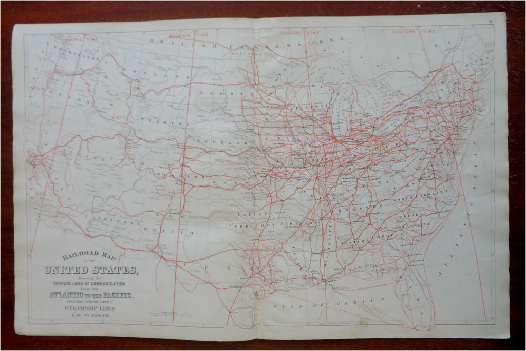United States Railroad & Steamship Lines 1880 Mitchell large map