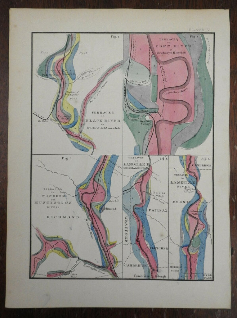 Vermont River Terraces Winooski River Lamoille River 1861 geological geology map