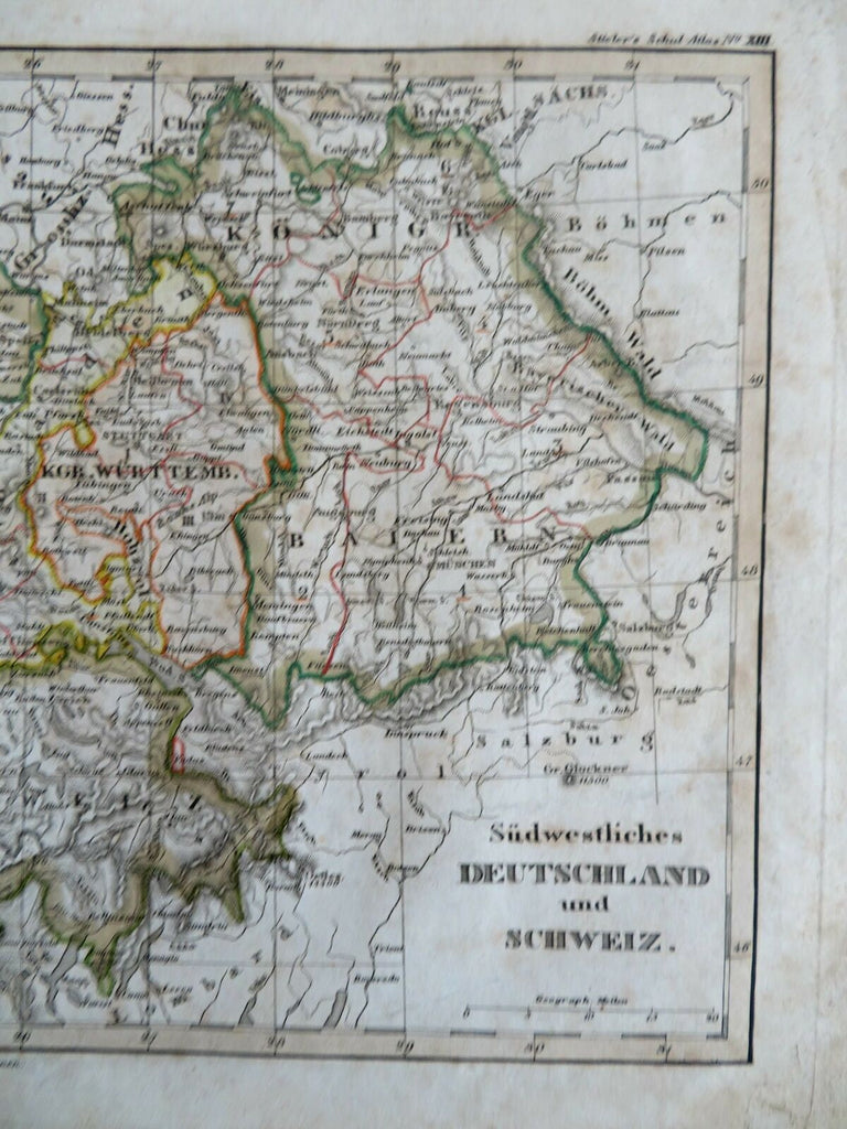 Southwestern Germany Baden Wrttemberg Switzerland 1843 Stieler engraved map