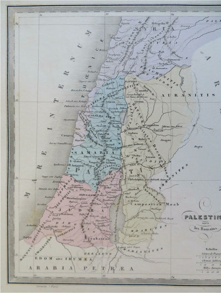 Roman Palestine Israel Holy Land Dead Sea River Jordan 1870 Sarrazin map