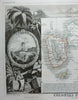 Guadeloupe Caribbean Islands French Colonies 1855 Lemercier decorative map