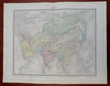 Asia Qing China British India Korea Japan 1861 Tardieu large hand color map