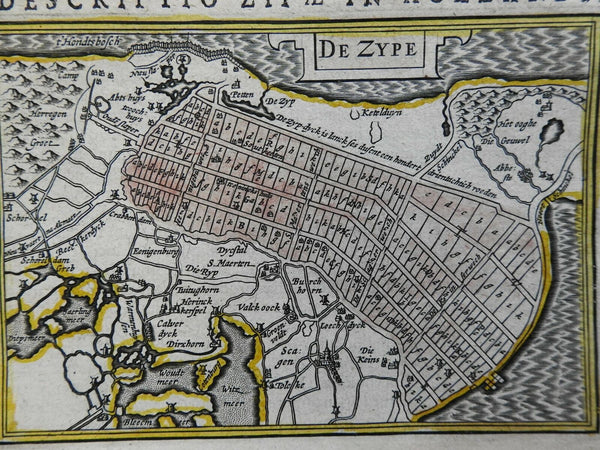 Zyp Holland Netherlands Zype c. 1720-50 detailed city plan miniature map