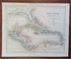 Caribbean Sea Mexico Cuba Bahamas Jamaica Puerto Rico c 1850 Archer engraved map