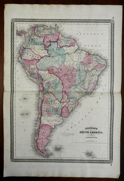 South America Brazil Peru Chile Argentina Venezuela 1866-79 A.J. Johnson map