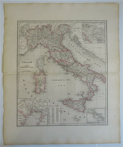 Italy Corsica Sardinia Naples Rome Malta 1876 Otterloo scarce large Dutch map