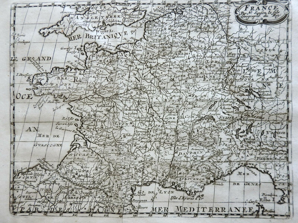 Kingdom of France Normandy Champagne Burgundy Provence Paris 1715 Sanson map