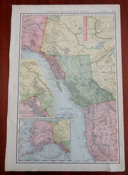 Alaska British Columbia Vancouver Washington Oregon 1902 Rand McNally large map
