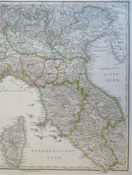 Northern Italy Kingdom of Piedmont Tuscany Parma 1855 Stulpnagel detailed map