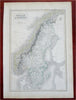 Sweden & Norway Scandinavia Stockholm Oslo Trondheim 1844 Hall & Black map