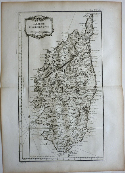 Island of Corsica Mediterranean Islands France 1760 Bellin map