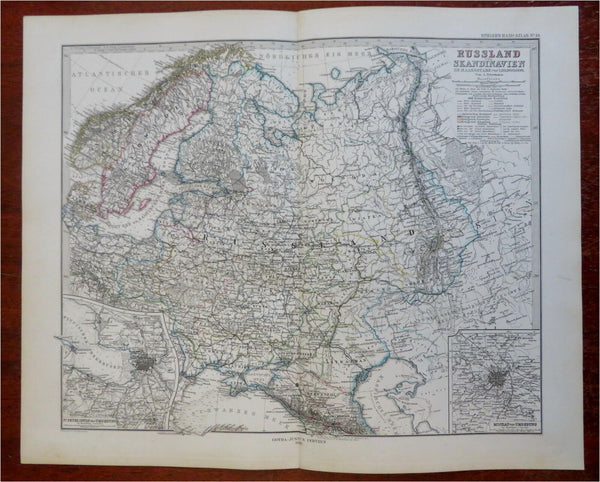 Scandinavia Baltic Sea Russia Moscow St. Petersburg 1880 Petermann detailed map