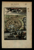 Rhodes birds-eye City View 1683 Mallet miniature map hand color