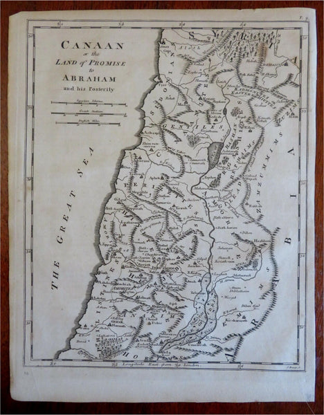 Canaan Holy Land Israel Palestine Jerusalem Jericho c. 1815 Bower engraved map
