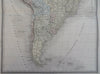 South America Brazil Peru Chile Venezuela 1861 Tardieu large hand color map