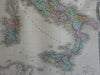 Italy Lombardy Tuscany Papal States c. 1830's Brue large detailed map hand color