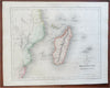 Madagascar Mozambique Zanzibar c. 1850-8 Archer engraved map