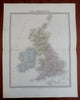 British Isles Ireland UK Scotland Wales England 1861 Tardieu large handcolor map