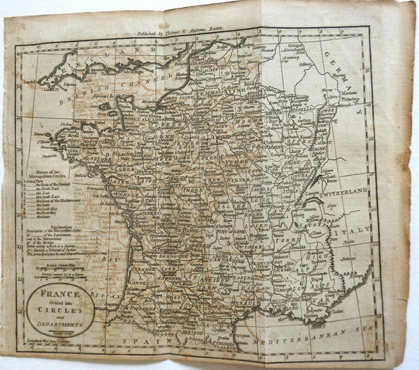 Revolutionary France French Departments Metropolitan Circles 1796 Doolitttle map