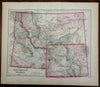 Utah Salt Lake City Montana Idaho Wyoming 1876-9 O.W. Gray color fine large map