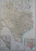 Texas & Oklahoma Indian Territory 1890 scarce folio Scribner-Black map